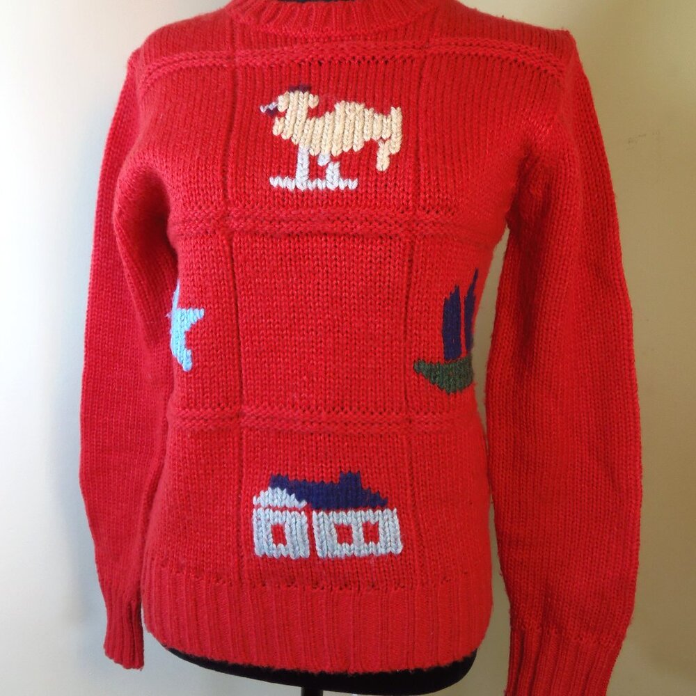 Vintage Lime Light Character Teacher Chunky Sweater Women's SZ SM‎ Made in Korea